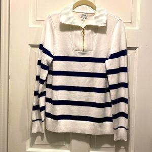 J.Crew striped sweater with ruffle on shoulders